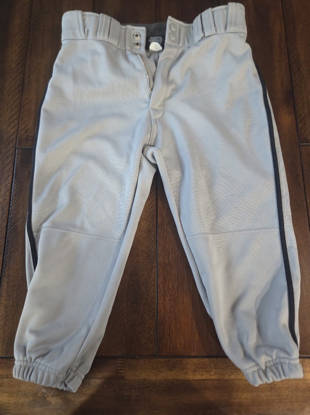 Easton YL knicker style baseball pants gray with Black Side Stripe